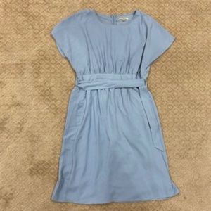 Polagram Dusty Blue Tie Dress WITH POCKETS